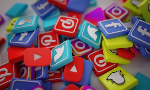 Pile of 3D Popular Social Media Logos