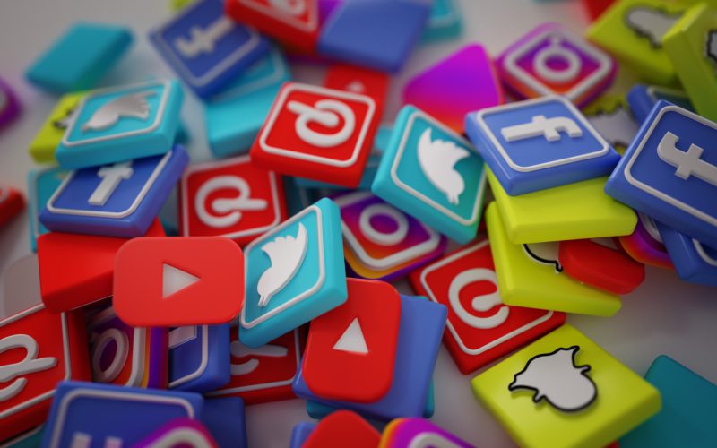 Pile of 3D Popular Social Media Logos